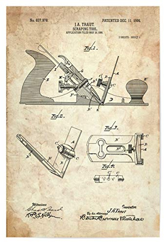 artboxONE Poster 30x20 cm Für Papa Hobel Patent (Antik) hochwertiger Design Kunstdruck - Bild zimmerei fachmann hobel