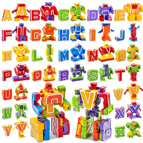 JOYIN 26 Stück Alphabet Roboter Buchstaben Transformer Spielzeug für Kinder ABC Lernen, Geburtstagsgeschek Klassenzimmer Belohnungen, Karnevalpreise, Vorschulerziehung Spielzeug, Ostern Korb Stuffers