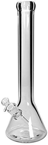 Black Leaf Wasserpfeife, Erlenmeyer-Kolbenbong, Zylinder-Bong | 50 cm, NS 19 (18,8mm), NS 14 (14,5mm) | klar | 9 mm dickes Glas | von bong-discount