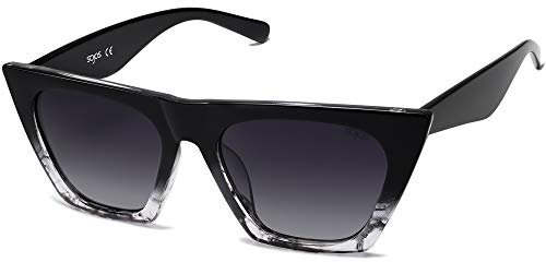 SOJOS Sonnenbrille Damen Polarisiert Vintage, Sonnenbrille Herren Retro Groß Cateye Verspiegelt Eckig Coole Frauen 90er Jahre Rechteckige Mode Unisex UV400 Schutz Brille SJ2115, Marmor/Grau