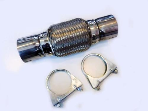 Exhaust Flexi Pipe 64mm 2.5 Clamp On Joiner Stainless Steel Downpipe Slip On Repair Section (Total Length: 200mm/8)