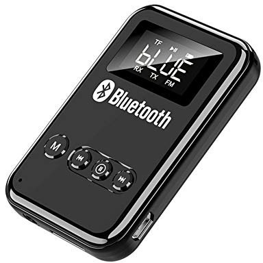 4 in 1 Drahtloser Bluetooth Sender Empfänger,MoreChioce Universal Bluetooth 5.0 Adapter Bluetooth Transmitter Receiver Frequenzmodulation Sender TF Player für PC TV Autos Hause Stereo System