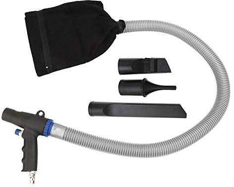 Air Powered Vacuum Kit, Air Vacuum Blow Gun with 3Pcs Different Nozzle Attachments,High Pressure Air Blow/Suctio Duster, Quick Air Inlet Interface, for Cleaning Industrial Waste