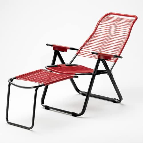 Sedia sdraio pieghevole cordonata da giardino (colore Rosso)