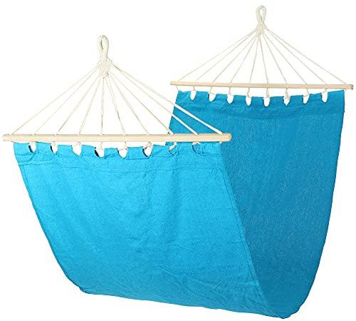 com-four® Hängematte - Mobile Hängematte bis 120 kg belastbar - Tragbare Hängematte für Innenbereich, Balkon, Terrasse und Garten - 200 x 80 cm (1 Stück - blau)