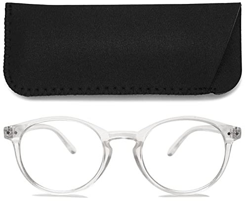 MAGIMODAC Damen Computer Lesebrille Blaulichfilter Leicht Rund Oval Lesebrillen Computerbrille mit Sehstärke Lesehilfe Sehhilfe(Transparent, 1.00)