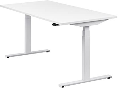 boho office® Höhenverstellbarer Schreibtisch 160 x 80 cm - Elektrisch, Made in Denmark, 2 Motoren, 3-Fach Teleskop, Appsteuerung - Easydesk Weiß inkl. Tischplatte in Weiß