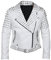 HiFacon Biker-Lederjacke für Herren, Gothic-Stil, Punk-Rock-Welt, Nieten, Retro, Weiß - Weiß - Small