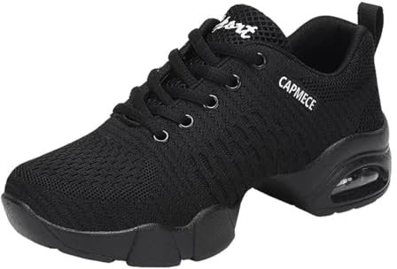 Damen Tanzschuhe Lace-Up Mesh Luftkissen Tanz Training Tanzsneaker Websneaker Jazzdance Schuhe Dancesneaker Tanzschuhe Schwarz 39
