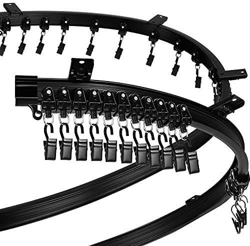 Jetec Gebogene Decke Vorhangschiene Biegsame Halterung für Vorhangschiene Etagenbett Erkerfenster Raumteiler Flexibel Gerade (Schwarz, 5 m/ 16,4 Ft)