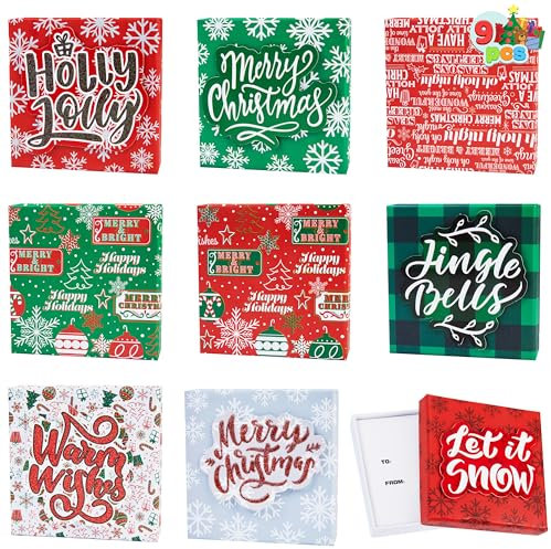JOYIN 9 PCS Weihnachten Kartenhalter Geschenk-Boxen, quadratische Geschenkkarte Boxen für Urlaub, Cash-Halter Geschenk-Boxen, Weihnachten Süßigkeiten Geschenkpapier, Geschenk Extra-Special