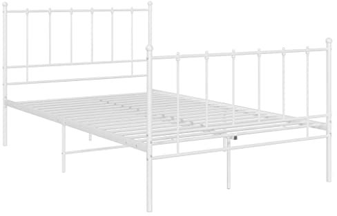 vidaXL Bett Metallbett Schlafzimmerbett Bettgestell Bettrahmen mit Lattenrost Schlafzimmermöbel Doppelbett Schlafzimmer Weiß Metall 120x200cm