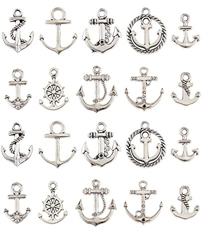 UR URLIFEHALL 100 Pcs 10 Stile 13.8~23mm Antike Silber Tibetische Charms Anker Charms Anhänger für DIY Armband Halskette Schmuck Herstellung