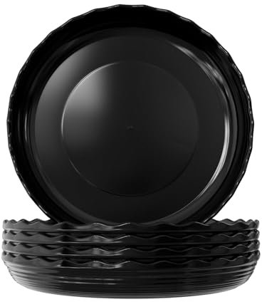 Pack of 5 Durable Black Plant Pot Saucers, Round Flower Pot Flowerpot Saucer Plastic Plant Trays Containers Plant Plate Pots for Indoor Household Outdoor Garden (26 cm)