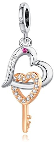 LaMenars Herzförmiger Schlüsselanhänger Charm for 925 Sterling Silber Frauen Armband Halskette Anhänger Valentinstag Muttertag Geschenk für Mädchen