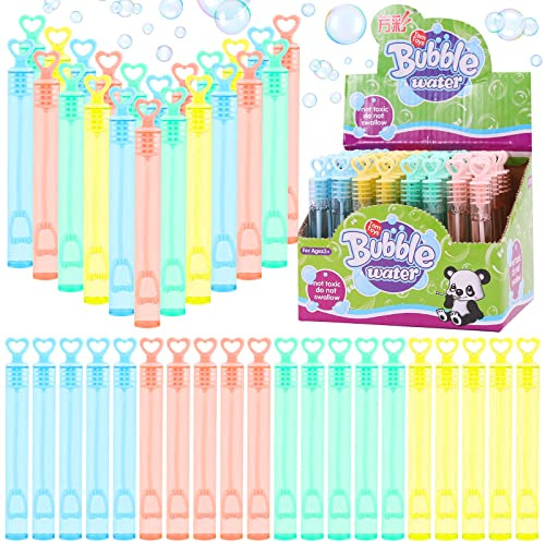 Set di 48 bolle di sapone, set di bolle di sapone, bacchette con manico, bottiglie di ricarica, bolle di sapone per bambini, bacchette per bolle di sapone, bacchette per matrimoni (cuori)