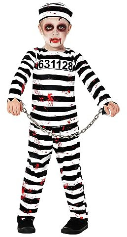 Morph Häftling Kostüm Kinder, Gefängnis Kostüm Kinder, Halloween Kostüm Gefangener, Kostüm Kinder Dieb, Kostüm Sträfling - Größe L