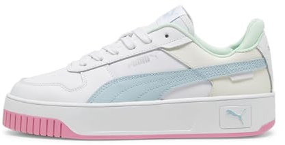 Puma Women Carina Street Sneakers, Puma White-Turquoise Surf-Puma Silver, 6 UK