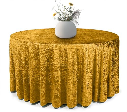 Elegant Event Essentials - Runde Tischdecken aus Pannesamt - Dicke knitterfreie Tischdecke, waschbare schwere Tischdecke - Gold - 137 cm