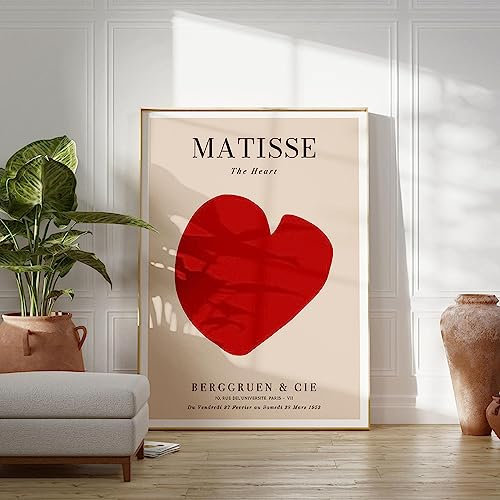 Dittelle Henri Matisse Amour Coeur Peinture Affiche Impression Minimalisme Exposition Milieu du Siècle Moderne Mur Art Toile Photo Chambre Décor19.6 x 27.5 (50x70cm) Pas de cadre