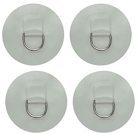 Gcroet 4pcs Kajak D Ring Edelstahl aufblasbares Boot Kanu D Ring Patch Aufkleber Selbstkleber Kajakgriff zum Takelangeln weiß