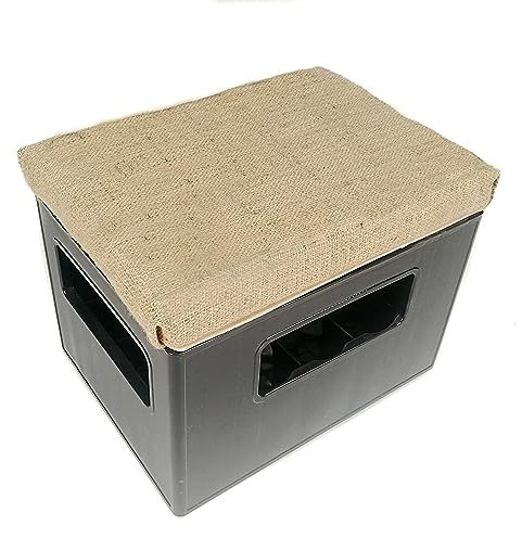gepolsterter Bierkastensitz, Hocker, Sitzauflage für Getränkekisten mit echtem originalen Jutesack für 20er Kasten
