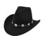 HIQIU Vintage Classisch Cowboyhut Damen Herren,Westernhut Filzhut breite Krempe Gürtelschnalle Dekor Panama Fedora Hut (Schwarz)