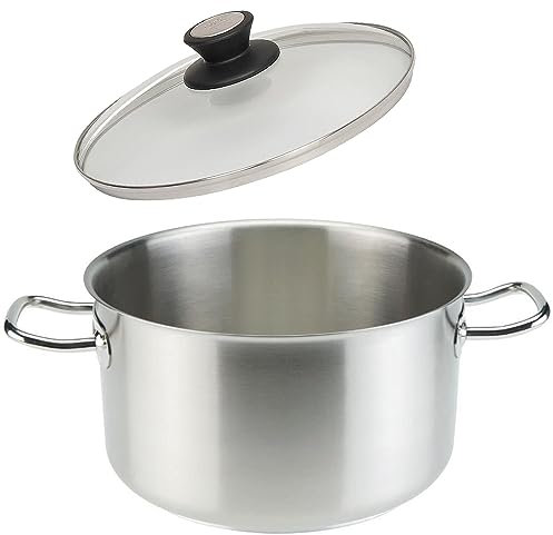 SKK großer Gastro Fleischtopf Ø 28 cm - induktiver 18/10 Edelstahl Kochtopf - Profi Universaltopf & Glasdeckel mit Edelstahlrand