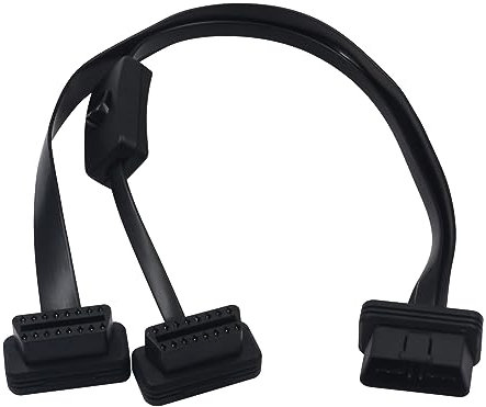 Duttek OBDII Splitter Kabel (mit Schalter), OBD2 16 Pin Stecker auf Buchse Diagnose Verlängerung Y Flachkabel für alle OBD II Geräte 1.5ft/45cm