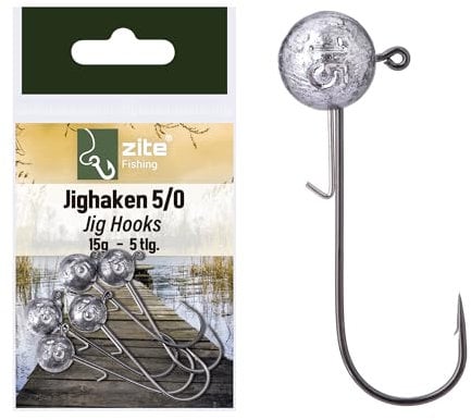 Zite Fishing Jigkopf-Sortiment 5/0 Verschiedenen Gewichte 5-25 g für Barsch bis Hecht Raubfischangeln (20, Gramm)