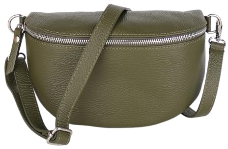 MIRROSI® Bauchtasche Damen, Made in Italy, Echtleder Umhängetasche Echtes Leder, Brusttasche, Crossbody Bag aus Echtem Leder, in 3 Größen erhältlich