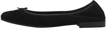 Tamaris Damen Ballerina Leder bequem; Black Suede, EU 38