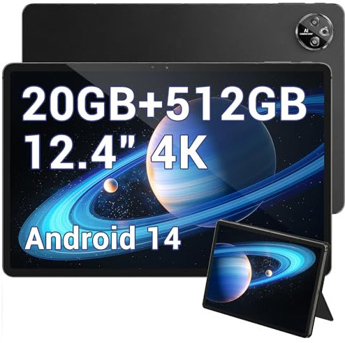 DOOGEE T30 Max Android 14 Tablet, Touchscreen, 4 K 12,4 Zoll Gaming-Tablets 20 GB + 512 GB/2 TB TF, 10800 mAh/33 W, 50 MP + 20 MP, Helio G99 Octa Core, 2560 x 1600, Widevine L1, TÜV/4G LTE/5G WiFi/OTG