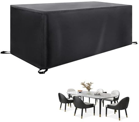 IKDZCM Abdeckung für Gartenmöbel 320x160x100cm/LxWxH Schwarz Gartenmöbel Abdeckung Wasserdicht Abdeckplane Gartenmöbel Winterfest Schutzhülle Gartentisch Abdeckung für Möbelsets Tische und Stühle