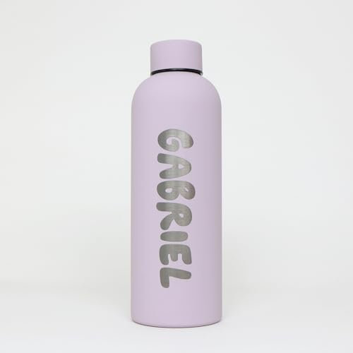 cribstar Personalised Engraved Insulated Water Bottle | Stainless Steel Water Bottle | Double Walled Drink Bottle Keeps 12 Hours Hot & 24 Hours Cold 500ML | Vaccum Flask (Lilac)
