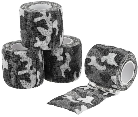 PATIKIL 4,5x5CM Tarnband, 4 Rollen selbstklebendes Tarnband Schwarz Weiß
