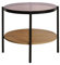 sweeek - Table Basse/d'appoint Ronde 52 x 52 cm Effet Bois et métal Noir. 2 Plateaux Dont Un en Verre trempé