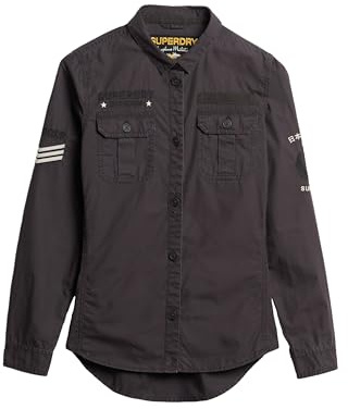 Superdry Damen Hemd im Militär-Stil Tafelschwarz 38