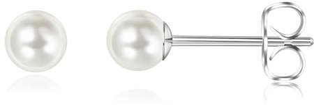 Titan Ohrringe Hypoallergen Perlenohrringe Damen Mädchen G23 Titan Ohrstecker Perlen Ohrstecker 5mm