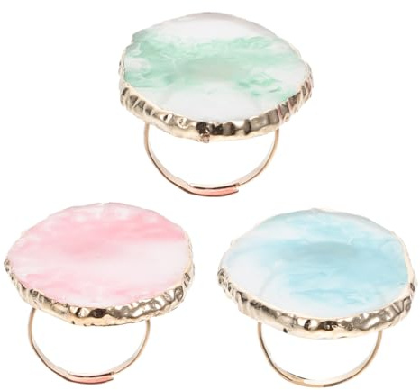 FRCOLOR 3 Stück Fingerringplatte Nagellackhalter aus Kunstharz für Selbstgemacht Nagelkunst mit Einfacher Reinigung und Mischpalette für Fingernägel zu Hause