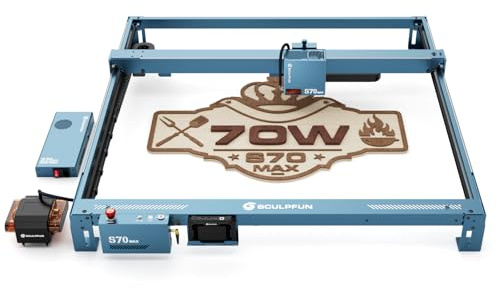 SCULPFUN S70 MAX 70W Laser Graviermaschine Cutter mit 50L Air Assist, 830x800mm Großflächige Gravur, TS1 Touchscreen Offline Lasergravierer für Holz Metall Acryl, Z-Achse, Autofokus, 36000mm/min