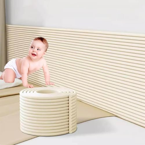 Wandkissen Bett Wandpaneele Wandpolster Gepolstert,Gepolstert,Selbstklebend,Wandschutz Bett,Kantenschutz Antikollision für Kinder,für Bett Kopfteil Wandschutz,Beige,20cmx200cm