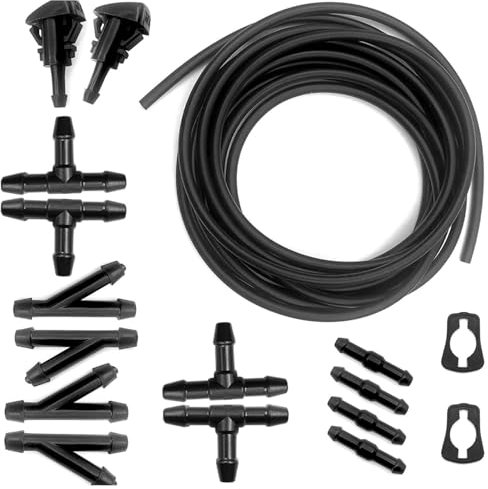 NVTRSD 5m Scheibenwaschanlage Schlauch Wischwasserschlauch, 16PCS Schlauchverbinder Schlauch Scheibenwaschanlage, Automotive Schlauch Schlauchverbinder Für Scheibenwaschanlage (Schwarz)