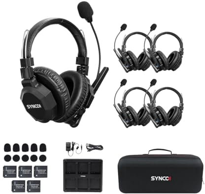 SYNCO XTALK Xmax5 Intercom Headset System 2.4GHz 1640 feet 500 Meters Dual-Ear Team Communication Headset for Live Show Stage Performance Movie Shoot