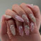 Tressora 24Pcs 3D Handmade Press on for Medium Pink Almond Fake Nails Acrylic Nails Press ons Reusable False Nails with Pearl Rhinestone Design Easy to Apply