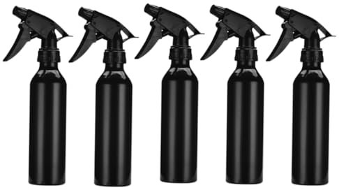OUNONA 5piezas Botellas De Spray Multifuncionales De Negro De Aleación De Aluminio Vacías y Rellenables Para Hogar y Jardín