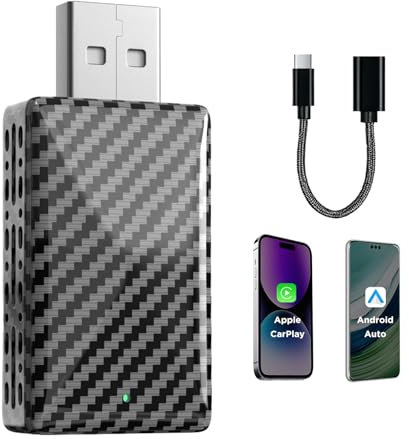 Mldnld Wireless Carplay Adapter Uk 2025 Upgrade, 2 in 1 CarPlay and Android Auto Adapter, Plug and Play Easy upgrade from Wired to Wireless, Seamless Car Connectivity