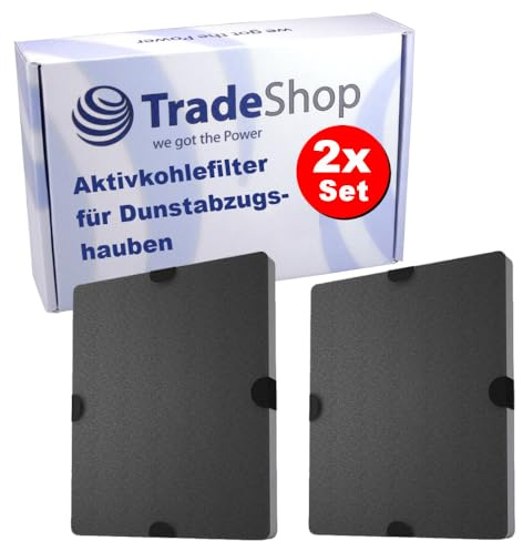 2x Trade-Shop Aktivkohlefilter kompatibel mit Miele DA 6596 D EXT, DA 6596 W, DA EXT, PUR 60 W, PUR 67 W, PUR 68 W, PUR 90 W, PUR 91 D, PUR 96 D