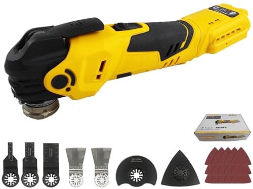 Multi utensili oscillanti per batteria DeWalt 20 V, motore brushless da 300 W, utensile multiuso per taglio e levigatura, con luce 8000-22000 giri/min, 5 velocità, oscillazione 4° per legno, plastica