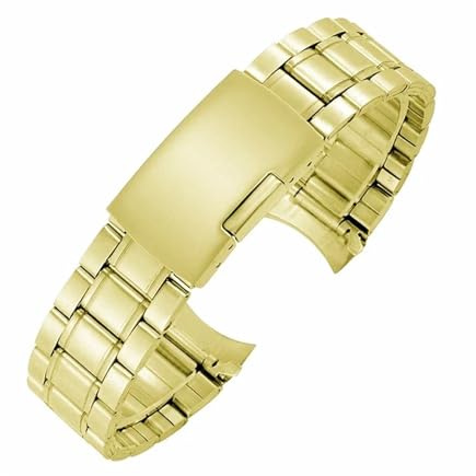 yaoqijie Metallband mit gebogenem Ende, 20 mm, 22 mm, universelles Ersatzarmband for Seiko-Armband, Gürtel for Rolex, Edelstahl-Uhrenzubehör lasting(Gold,22mm)